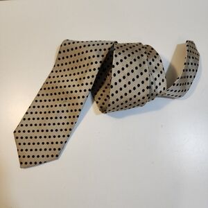ALTEA Milano Tan And Black Polka Dot Silk Tie